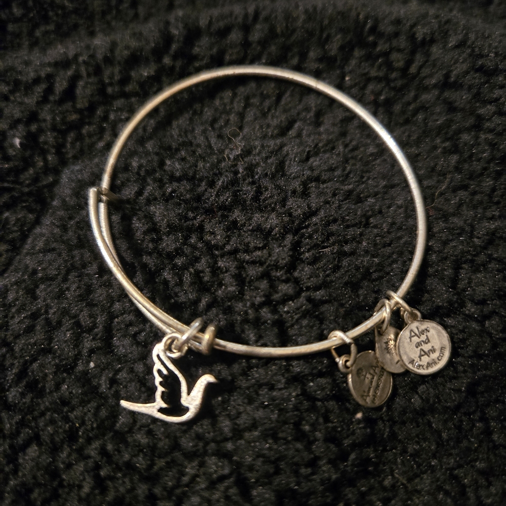 Alex and Ani Silver Bird Charm Bangle Bracelet